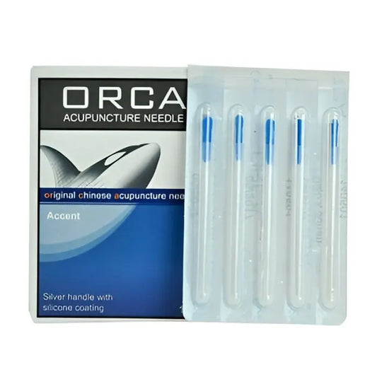 Orca Acupuncture Needles with Guide Tube | Silver-Plated Handle The Acupuncture Supply Co