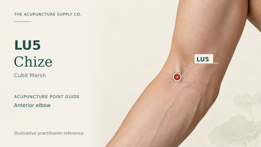 LU5 Chize practitioner guide showing the anterior elbow with a labelled location marker.